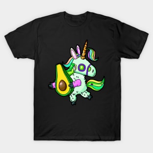 Steampunk Kawaii Unicorn Robot Holding Avocado T-Shirt